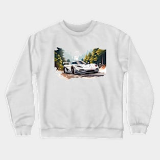 Koenigsegg Race White Cartoon Print Crewneck Sweatshirt